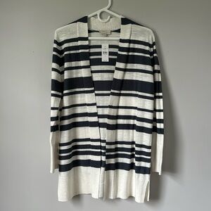 🆕 LOFT Outlet - Lightweight Striped Cardigan Grey/Cream- Size XS